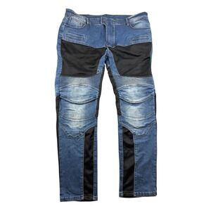Volero Motorcycle Protective Jeans Men 3XL (38) Blue Black Padded Armor Stretch